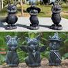 Halloween Magic Kitten Resin Ornaments: Animal Sculptures for Tabletop Decorations