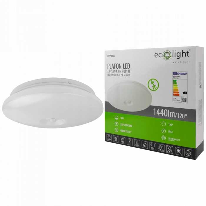 Plafoniera Led 18W 4000K Ip44 Z Czujnikiem Pir