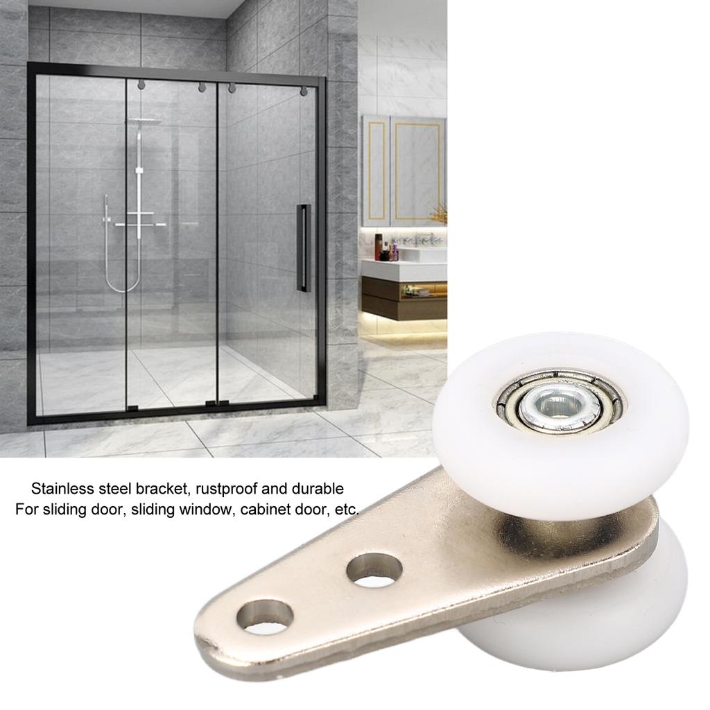 10PCS 23mm Nylon Pulley Stainless Steel Bracket Hanging Wheel Roller for Sliding Door Window White