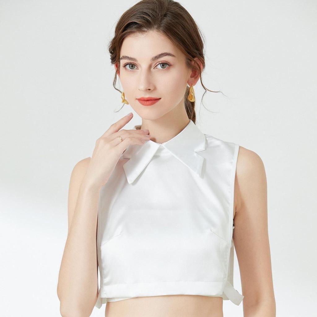 Women Lapel Fake Collar White Half Shirt False Collar Neckwear White Lapel Blouse Tops Shirt Detachable Collar Accessories
