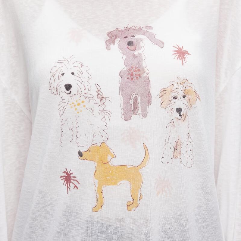 ONLY Women's Lightweight Oversize Long-Sleeve T-Shirt with Cute Pet Print