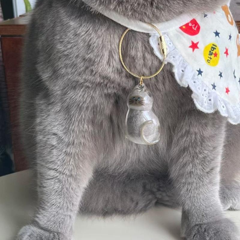 2Pcs Transparent Cat Fur Storage Box Pendant Cat Hair Capsule Commemorative Collection Bag Pendant Keychain Cat Accessories