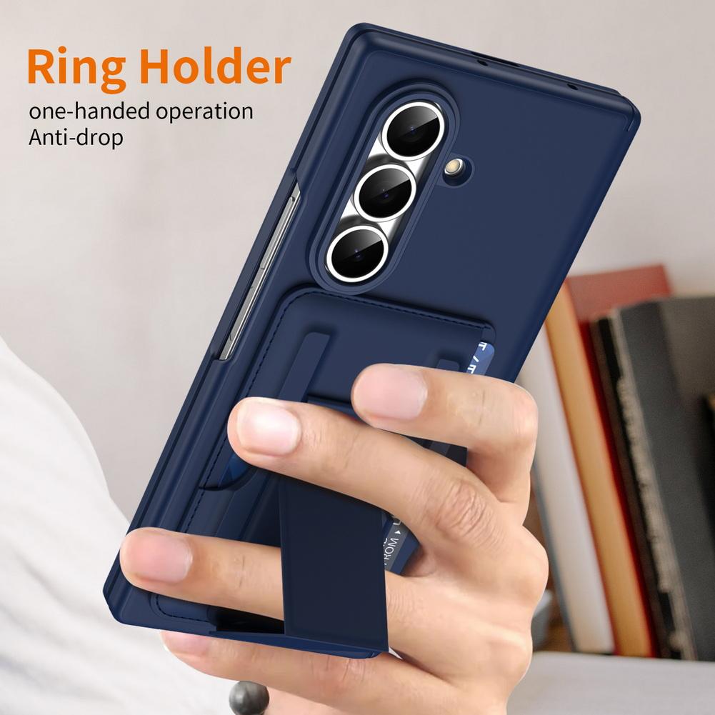 With Credit Card Slot and Foldable Ring Stand Holder Phone case For Samsung Z Fold 7 Fold7 Galaxy Z Fold 6 5 Protection Cover