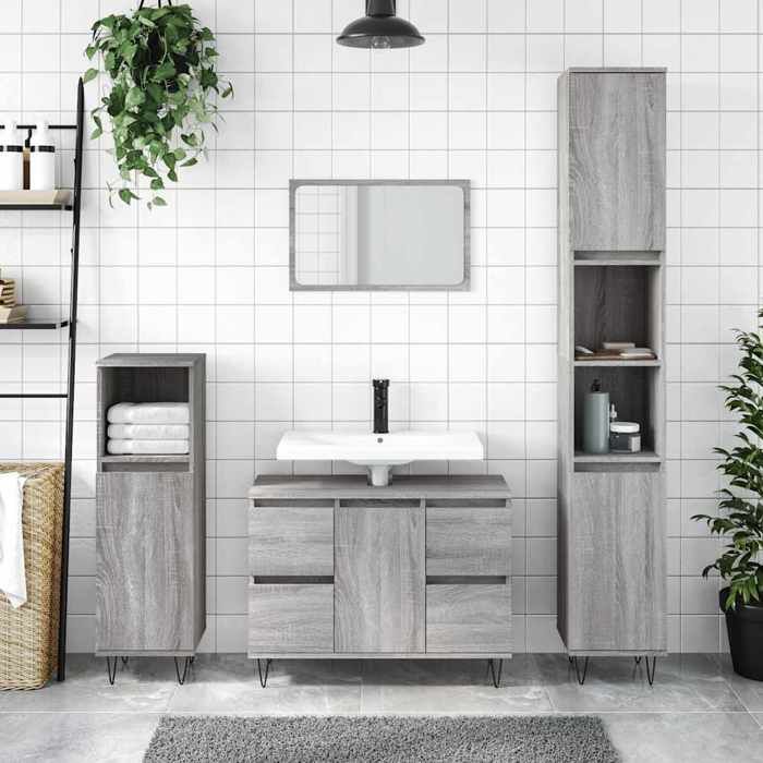 VidaXL Armoire salle de bain sonoma gris 80x33x60 cm bois d'ingénierie 831658