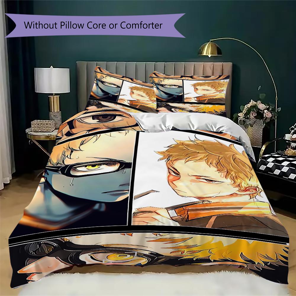 Haikyu!! Pattern Bedding Uilt Set Uilt Cover Pillowcase Home Decoration Birthday Gift (1 * Duvet Cover + 2 * Pillowcase Without Core)