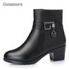 Fashion Comemore Winter Fur Boots High Heels Brown Ladies Heel Boot Adult Fashion Women's Shoes 2025 Genuine Leather Warm Booties Black