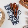 Japanese Portable Lunch Set: Cloth Bag with Wooden Spoon, Fork, and Chopsticks