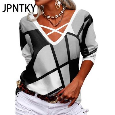 JPNTKY Damenmode Casual Sommer Kurzarm V-Ausschnitt Blusen & Hemden