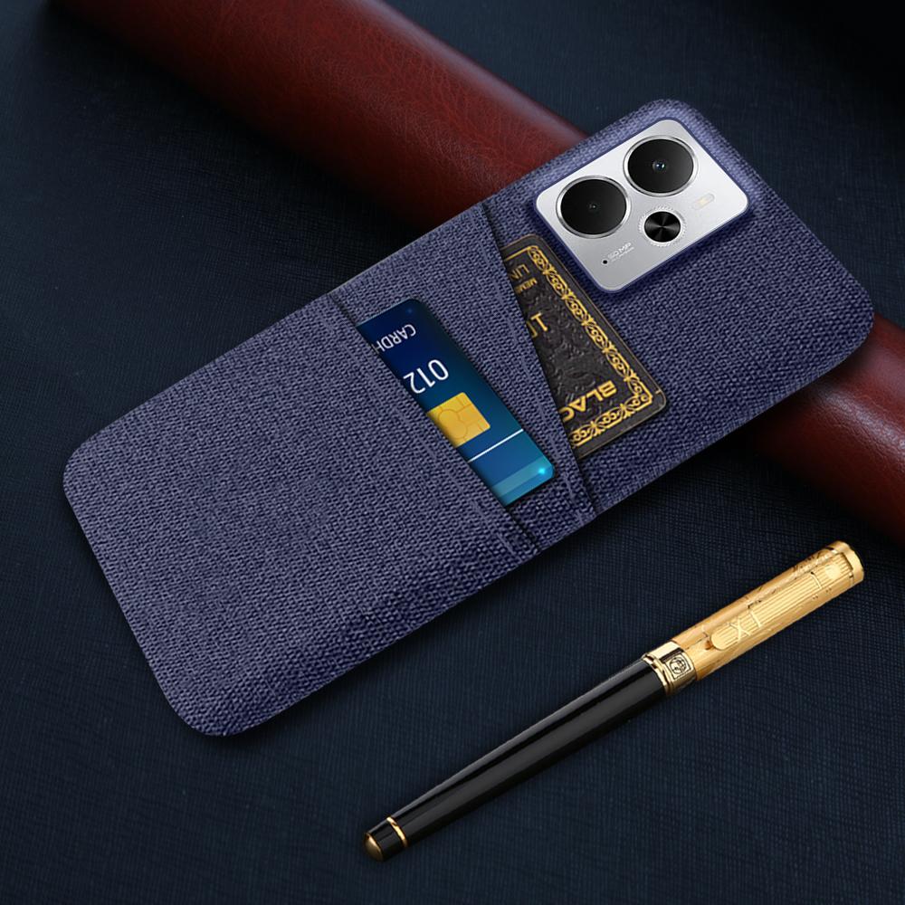 For Realme 14 5G Case Cloth+Hard PC Phone Cover with Dual Card Slots