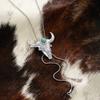 European and American Style Bull Skull Pendant Necklace, Gold Snake Chain with Turquoise Drawstring Style