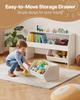 Toy Storage Organizer, Wooden Kids Bookshelf with Storage, Toy Storage Cabinet with 2 Mobile Drawers, Kids Storage Organizer for Bedroom, Nursery,
