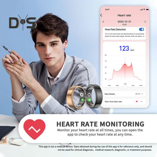 R02P Smart Ring Health Tracker IP68 Waterproof Fast Charging Sleep Monitor Fitness Tracking Bluetooth-compatible Smart Ring