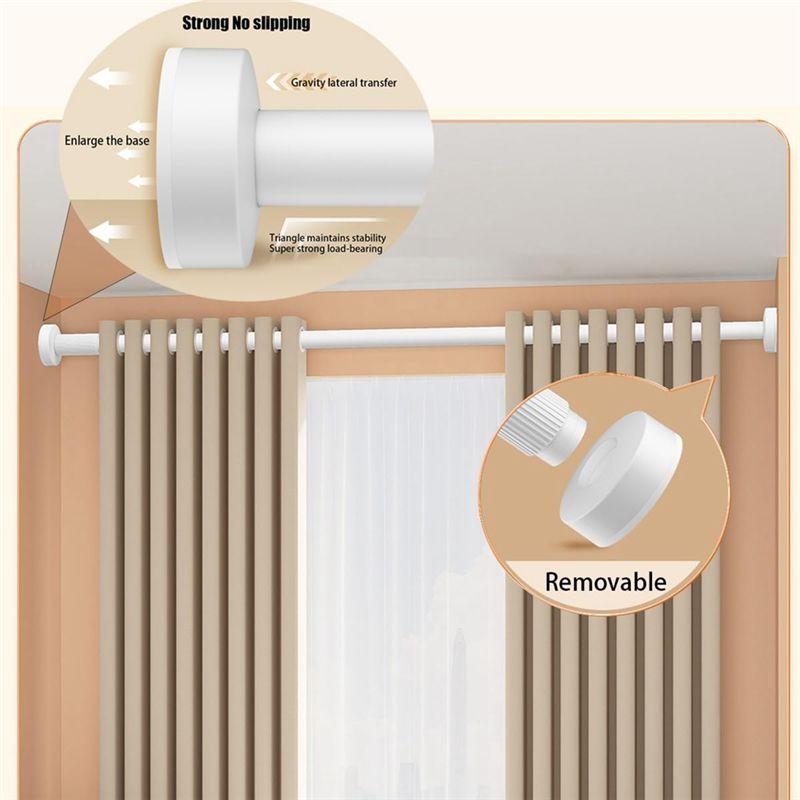 A20F-Adjustable Tension Rod Shower Curtain Rod No Need To Drill Spring Tension Curtain Rod Expandable Cabinet Rod