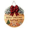 Decorative Pine Cone Sign Christmas Wooden Welcome for Front Door, Round Hanging Ornament with Solid Wood Plate Artificial Branches & Bow Decor