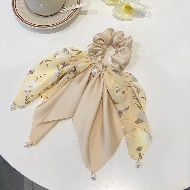 New Korean Bow Ribbon Elastic Hair Bands Women Elegant Hair Rope Elastic Ring Ties Headwear Girls Hair Accessories