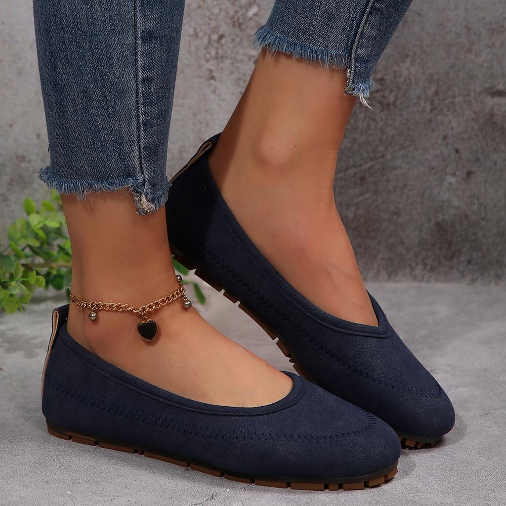 Round Toe Women Flats Shoes Comfortable Knit Ballet Flat Shoes Casual Slip on Shallow Office Boat Shoes Plus Size Zapatos Mujer