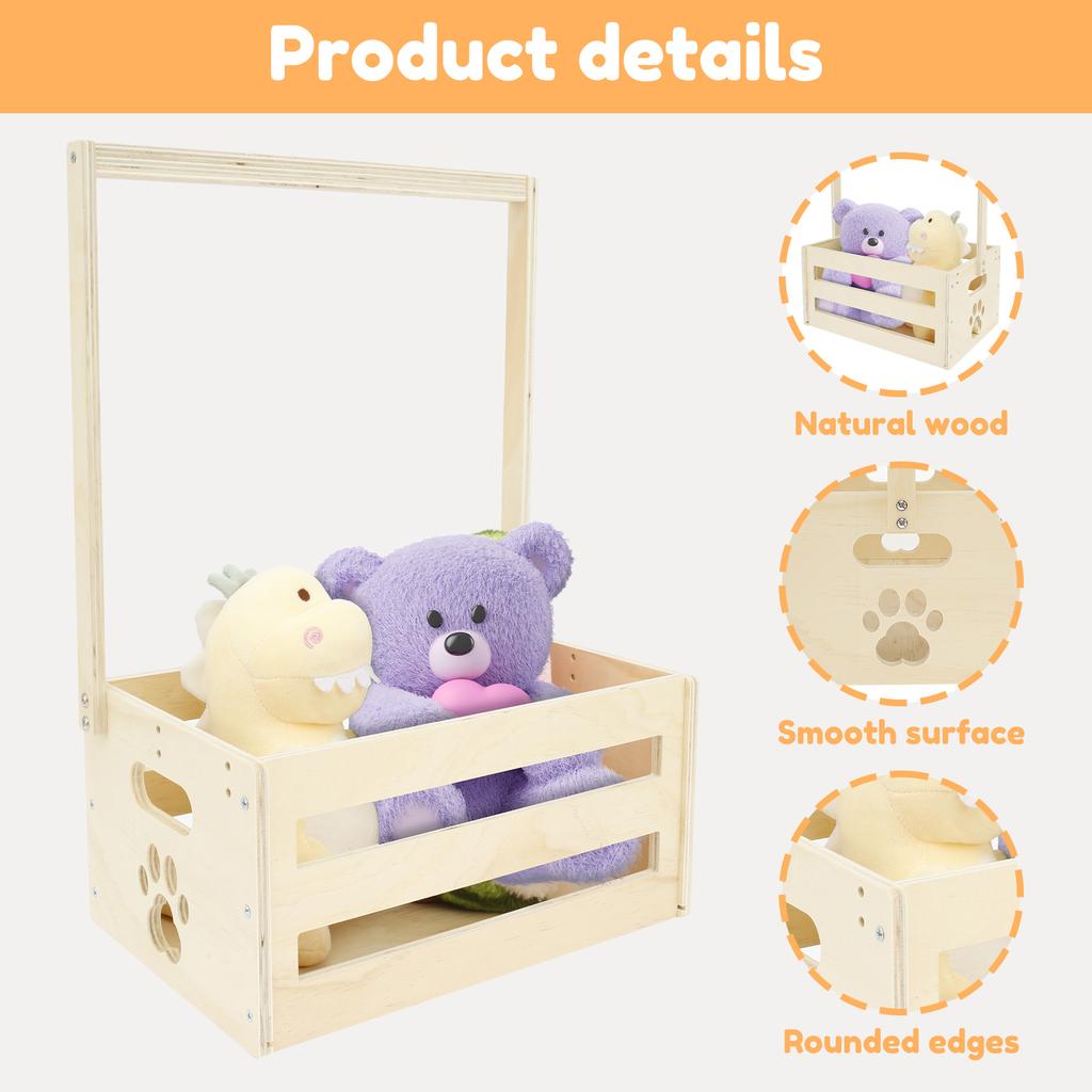 New Wood Baby Shower Storage Basket Baby Toys Storage Crate with Handle Decorative Baby Clothes Crate Box for Clothes Shoes Toys
