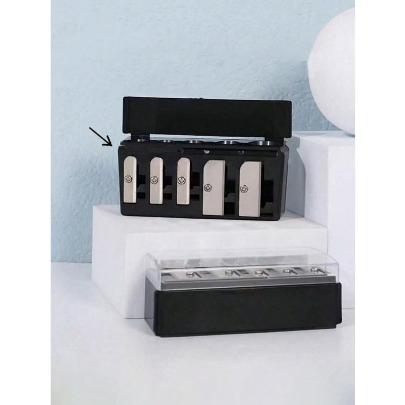1 stk Rosa High-End 5-hulls Blyantspisser for Eyeliner og Øyenbryn, Praktisk Multifunksjonell Bærbar Pennholder, Sminkeverktøy