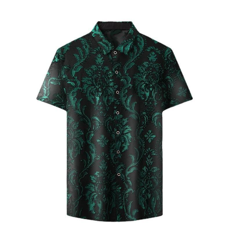 Men's Summer Ice Silk Short-Sleeve Shirt Thin Loose Fashion Casual Top