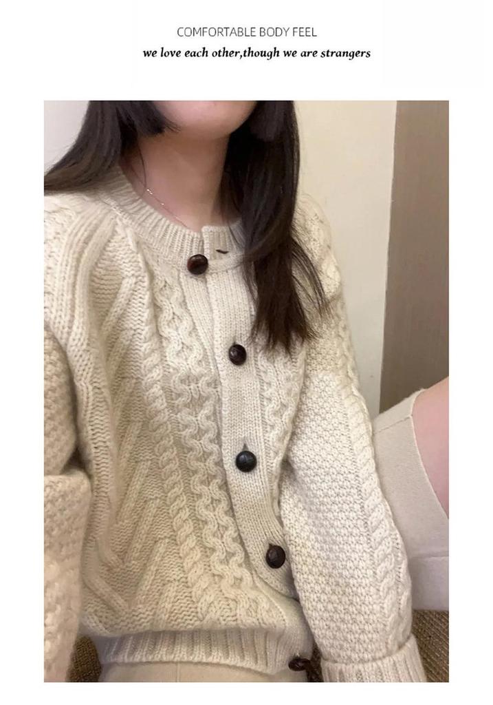 2025 A/W Women's 100% Pure Wool Round Neck Loose Cardigan Sweater