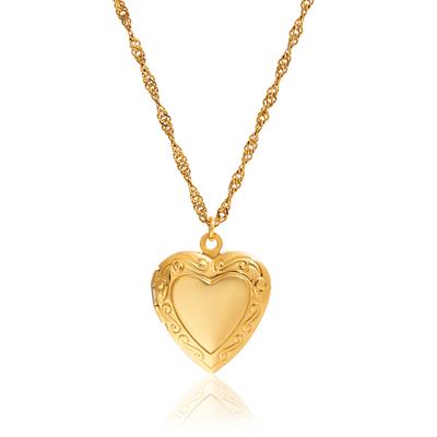 Youthway Romantic Heart Locket Pendant Openable Stainless Steel Picture Frame Necklace Women'S Gold Color Chain Anniversary Gift