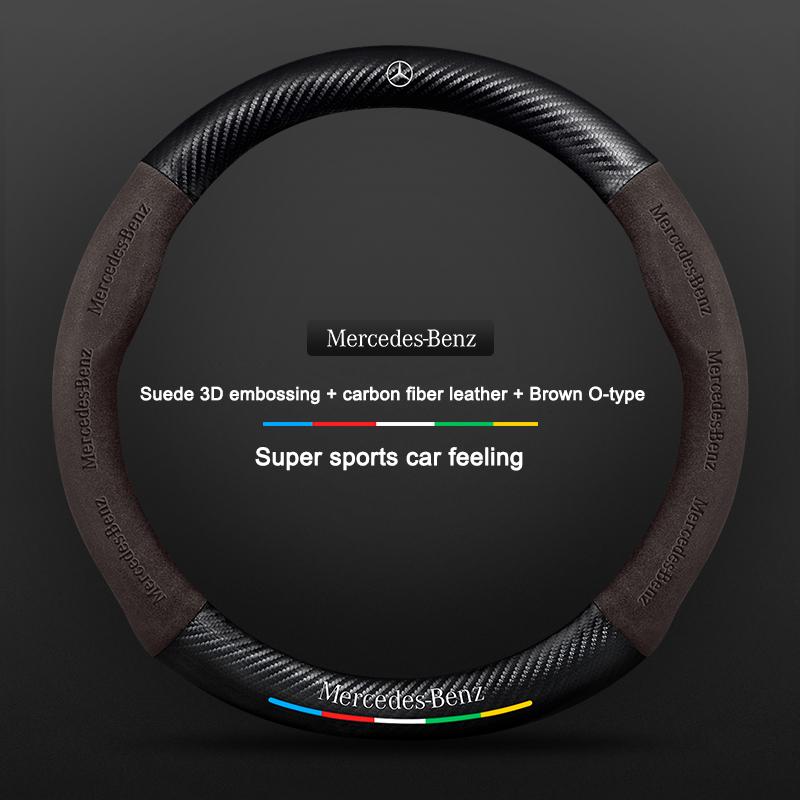 Suede Leather Steering Wheel Cover For Mercedes Benz W204 W205 W203 W211 W212 W201 W210 W124 W126 W140 W168 GLA GLB GLC GLE GLK