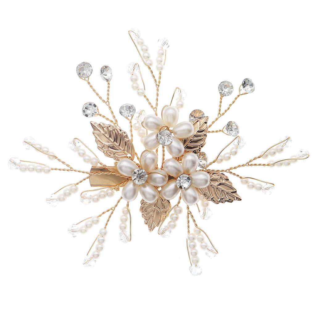 New Handmade Pearl Flower Hairpin Retro All-match Bridal Hairstyle Headdress High-end Hair Accessories Side Clip
