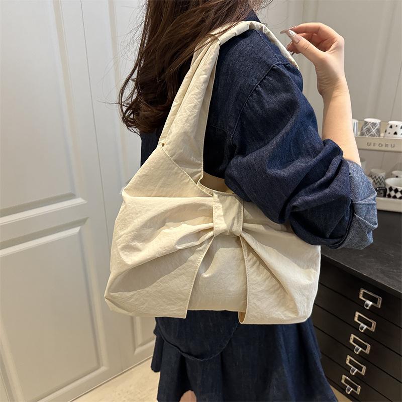 Women's Shoulder Bags Retro Bow Plaid Ladies Underarm Vest Bag Korean Style Casual Portable Female Shopping Handbags Tote Bags