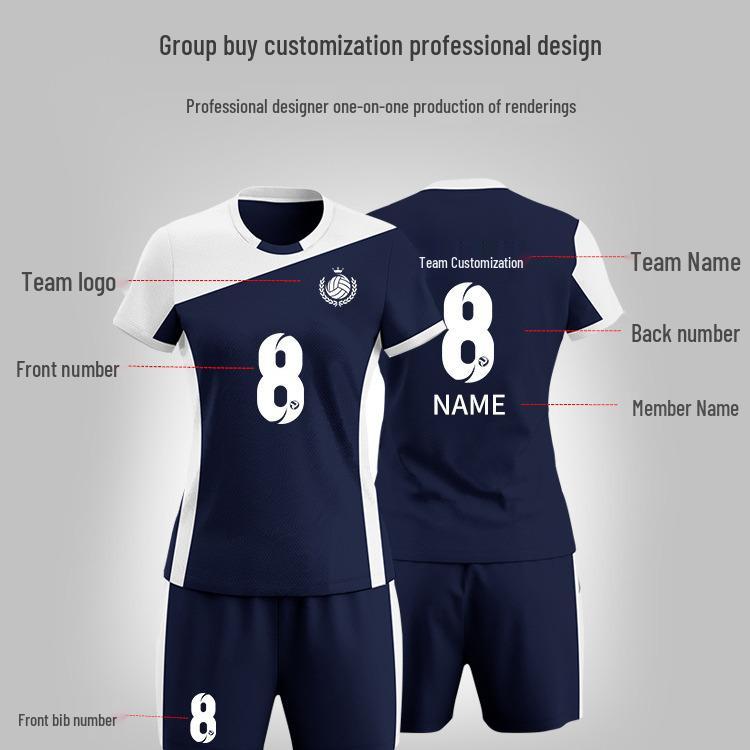 Women's & Men's Volleyball Team Uniform Set - Short-Sleeved, Professional Training Suit with Printed Numbers