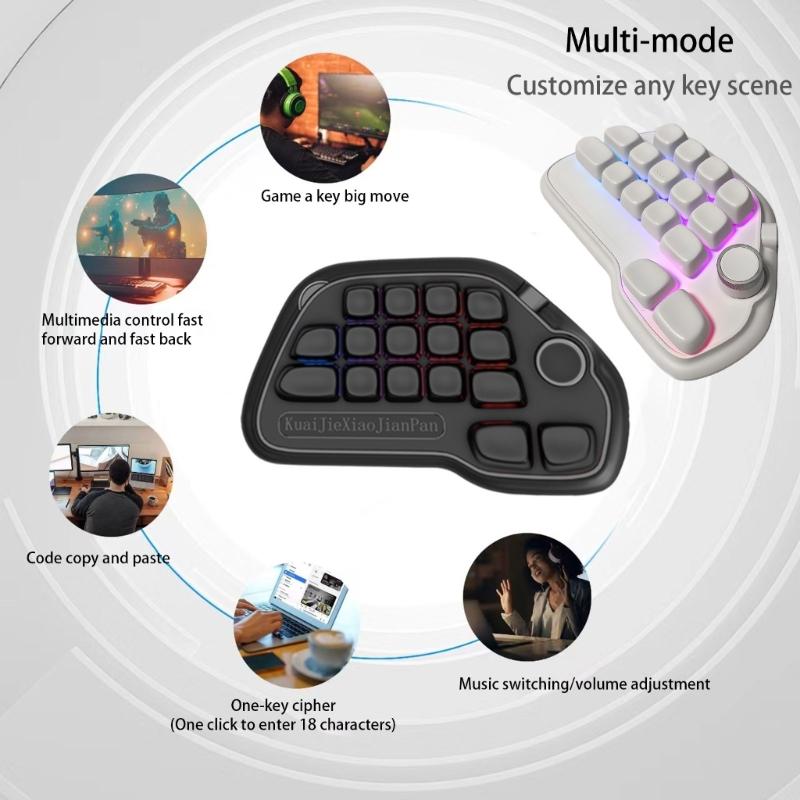 17 Key Hot Swappable Mechanical Number Pad with VIA Programmability USB wireds Connection and RGBs Backlit PBT Keycaps for Laptop PC