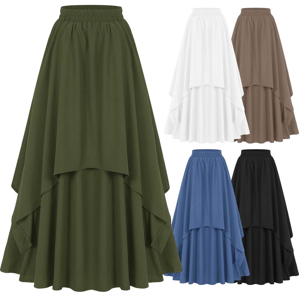 Γυναικεία Casual Court Style Vintage μονόχρωμη ακανόνιστη φούστα