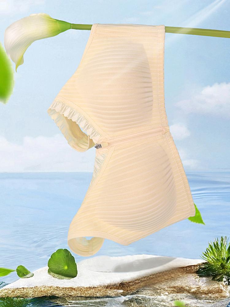 Soft Cotton Cup In The Elderly Underwear Women's Front Zip Fixed Cup Without Steel Ring Vest Type Large Size Bra