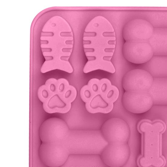 2 Stück Silikonform 12 Mulden Knochen Fisch Katzenpfotenabdruck Antihaft