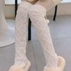 Plush Ball Long Tube Socks Ins Thicken Knitted Stockings Sweet Knee High Stockings  Home