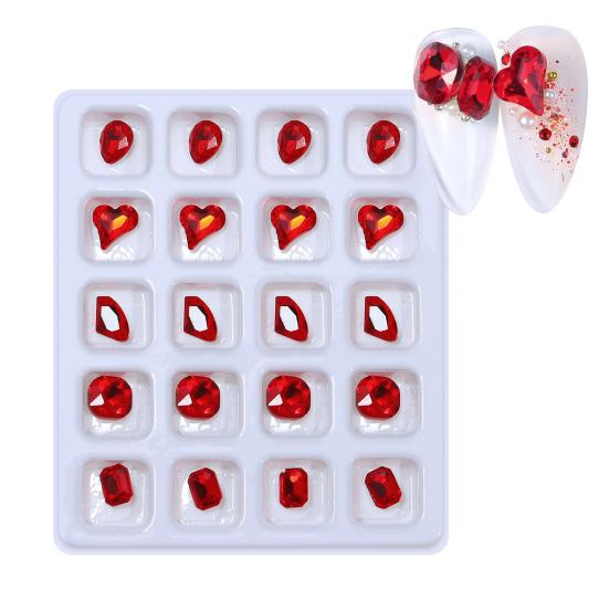 20Pcs/Box Nail 3D Multi Shining Shapes Lustrous Rhinestone Long Lasting Nail Decoration Resin Water Drop