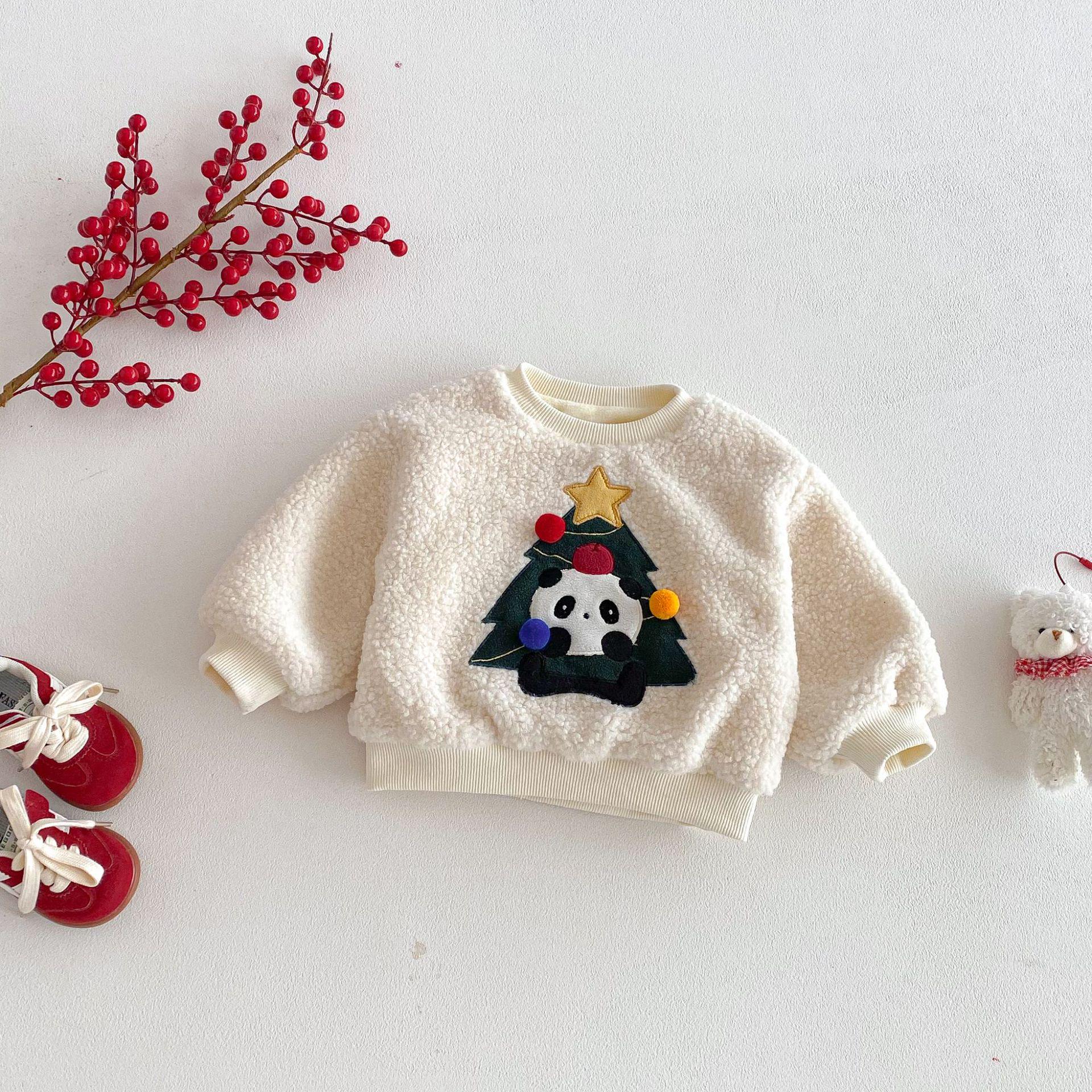 Children s Festive 2025 Winter Panda Hoodie & Girls  Christmas Pullover 120