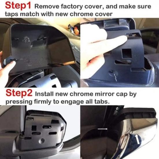 For 2007-13 Chevy Silverado / GMC Yukon Sierra Gloss Black Top Mirror Covers Cap