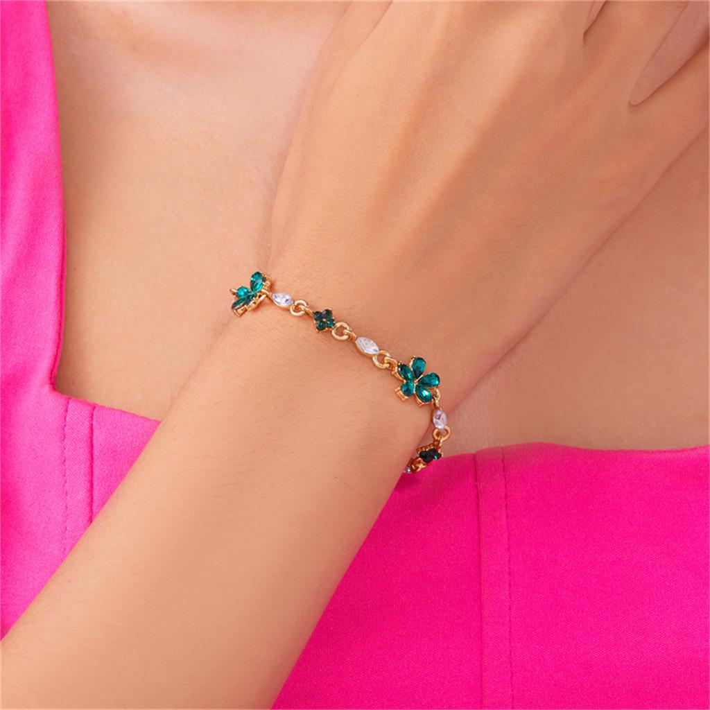 Elegant Crystal Flowers Bracelets For Women Girls Y2K Sweet Sparkling Zircon Floral Plant Chain Bracelet Luxury Wedding Jewelry
