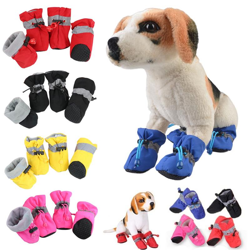 4ks/sada Protiskluzové holínky Štěně Mazlíček Tlapka Doplňky Venkovní Vodotěsné Čivava Boty Mazlíček Botičky Pro Extra Velké Psy