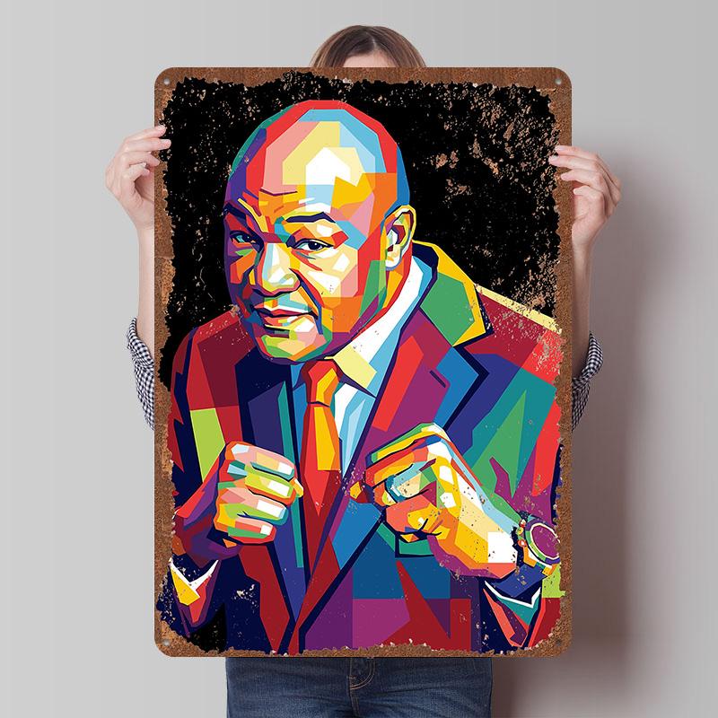 George Foreman Boxer Metal Posters Custom Vintage Metal Signs Wall Art Tin Plaque for Man Cave Bar Accessories Home Decoration