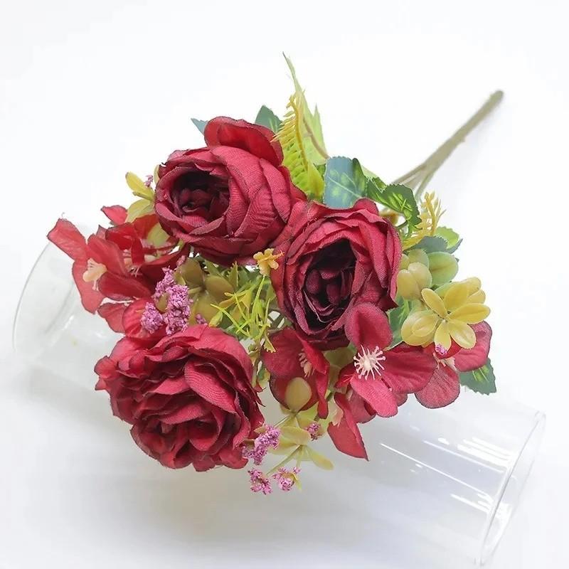 

Arrangement Flower Bouquet With Fauk Hydrangeamacrophylla And Roses For Wedding белый