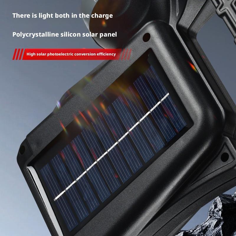 Outdoor Solar-Powered Super Bright Long-Range Rechargeable High-Capacity Strong Light Handheld Searchlight