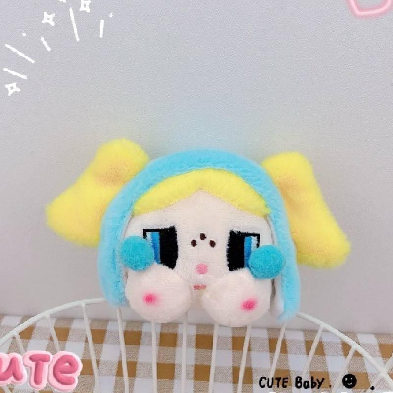 

Adorable Fluffy Doodoo Girl Keychain Plush Key Ring Cute Bag Charm For Couples Yellow Ear
