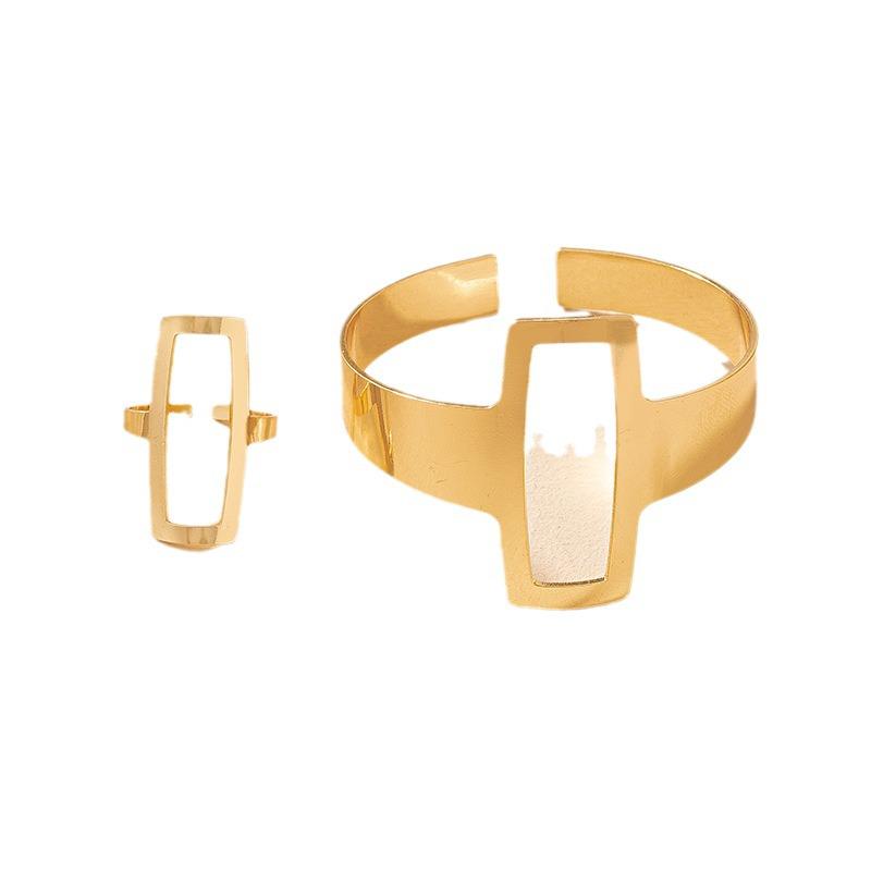 Geometric Fashion Bangle Ring Set: Retro European & American Women's Design