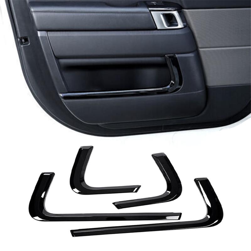 A87Q-4pcs Glossy Black ABS Car Inner Door Decoration Strip Trim for Land Rover Range Rover Sport 2014-