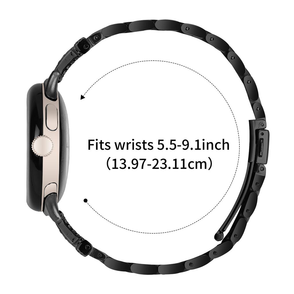 For Google Pixel Watch 2/Pixel Watch Watch Strap Rhinestones Decor 3 Beads Stainless Steel Watch Band