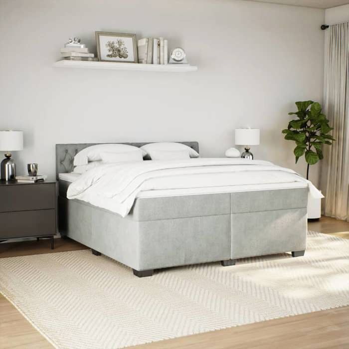 Maison Exclusive - Sommier à lattes de lit et matelas Gris clair 200x200cm Velours