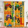 2pcs,2D plane printing Minimalist Curtains Monster Truck Parade 100% Polyester (without rod) Art Deco Festive Perfect for
