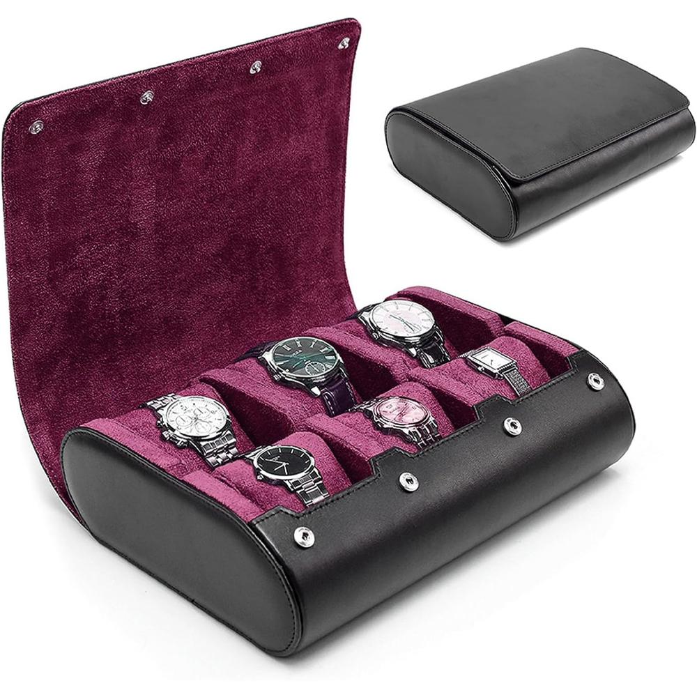 Watch Travel Case - for Men - for Women -New Watch Roll Travel Case Organizer Display - Watch Case - 6 Slots Watch Box Organizer