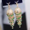 Exaggerated Luxury Full ZIRCON Long Waterdrop Chain Tassel Lantern Earrings 925 Silver Needle Wind Bohemia Ethnic Jewelry